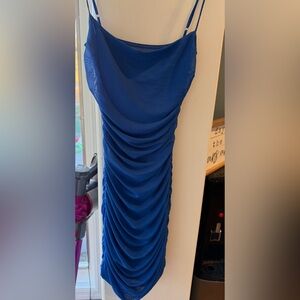Elegant Blue Ruched Dress